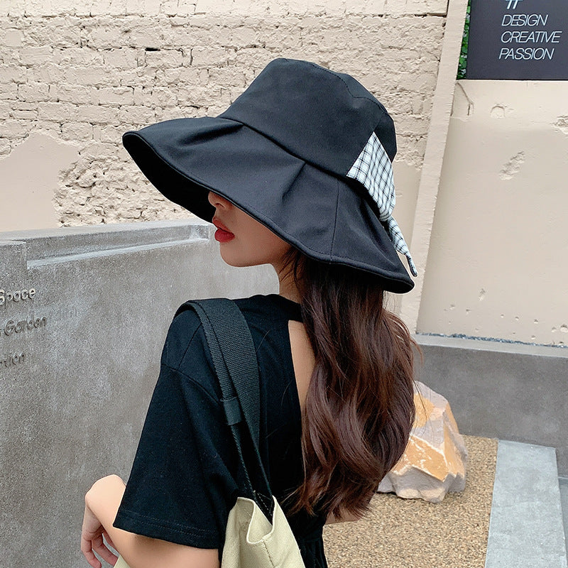 Cotton al por mayor Summer Sunscreen Bow Bucket Bucket Sombrero